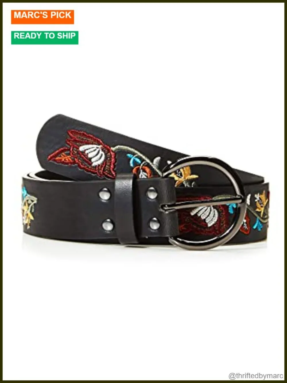 Western Boho Embroidered PU Leather Belt for Jeans Dress
